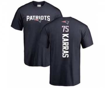 Football New England Patriots #75 Ted Karras Navy Blue Backer T-Shirt