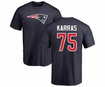 Football New England Patriots #75 Ted Karras Navy Blue Name & Number Logo T-Shirt