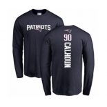 Football New England Patriots #90 Shilique Calhoun Navy Blue Backer Long Sleeve T-Shirt