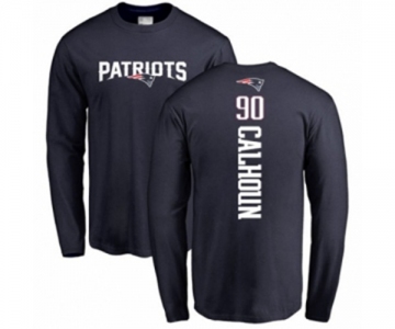 Football New England Patriots #90 Shilique Calhoun Navy Blue Backer Long Sleeve T-Shirt