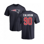 Football New England Patriots #90 Shilique Calhoun Navy Blue Name & Number Logo T-Shirt