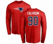 Football New England Patriots #90 Shilique Calhoun Red Name & Number Logo Long Sleeve T-Shirt