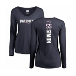 Football Women's New England Patriots #55 John Simon Navy Blue Backer Slim Fit Long Sleeve T-Shirt