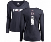 Football Women's New England Patriots #55 John Simon Navy Blue Backer Slim Fit Long Sleeve T-Shirt