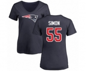 Football Women's New England Patriots #55 John Simon Navy Blue Name & Number Logo Slim Fit T-Shirt