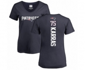 Football Women's New England Patriots #75 Ted Karras Navy Blue Backer T-Shirt