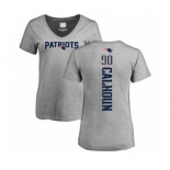 Football Women's New England Patriots #90 Shilique Calhoun Ash Backer V-Neck T-Shirt