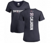 Football Women's New England Patriots #90 Shilique Calhoun Navy Blue Backer T-Shirt