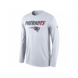 Men's New England Patriots Nike White Legend Staff Practice Long Sleeves Performance T-Shirt