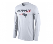 Men's New England Patriots Nike White Legend Staff Practice Long Sleeves Performance T-Shirt