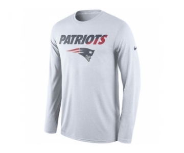 Men's New England Patriots Nike White Legend Staff Practice Long Sleeves Performance T-Shirt