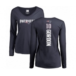 NFL Women's Nike New England Patriots #10 Josh Gordon Navy Blue Backer Slim Fit Long Sleeve T-Shirt