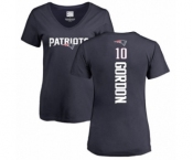 NFL Women's Nike New England Patriots #10 Josh Gordon Navy Blue Backer T-Shirt