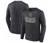 Men's Vegas Golden Knights Heather Charcoal 2023 Western Conference Champions Locker Room Long Sleeve T-Shirt