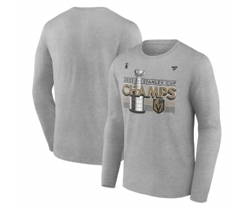 Men's Vegas Golden Knights Heather Gray 2023 Stanley Cup Champions Locker Room Long Sleeve T-Shirt