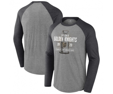 Men's Vegas Golden Knights Heather Gray 2023 Stanley Cup Champions Shootout Long Sleeve T-Shirt