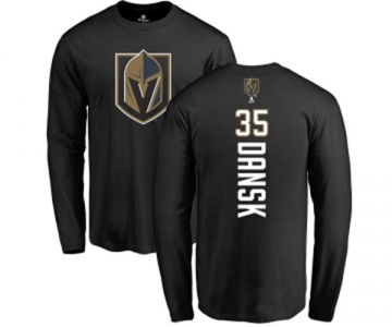 NHL Adidas Vegas Golden Knights #35 Oscar Dansk Black Backer Long Sleeve T-Shirt