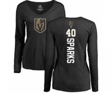 Hockey Women's Vegas Golden Knights #40 Garret Sparks Black Backer Slim Fit Long Sleeve T-Shirt