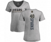 Hockey Women's Vegas Golden Knights #40 Garret Sparks Gray Backer Slim Fit V-Neck T-Shirt