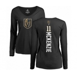 NHL Women Adidas Vegas Golden Knights #11 Curtis McKenzie Black Backer Slim Fit Long Sleeve T-Shirt