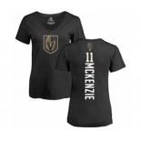 NHL Women Adidas Vegas Golden Knights #11 Curtis McKenzie Black Backer Slim Fit V-Neck T-Shirt