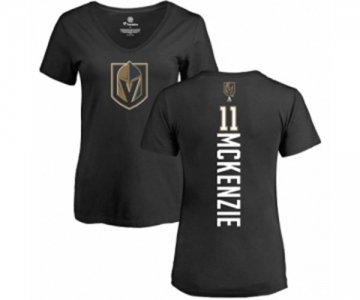 NHL Women Adidas Vegas Golden Knights #11 Curtis McKenzie Black Backer Slim Fit V-Neck T-Shirt