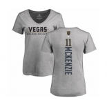 NHL Women Adidas Vegas Golden Knights #11 Curtis McKenzie Gray Backer Slim Fit V-Neck T-Shirt