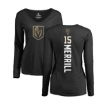 NHL Women Adidas Vegas Golden Knights #15 Jon Merrill Black Backer Slim Fit Long Sleeve T-Shirt