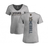 NHL Women Adidas Vegas Golden Knights #15 Jon Merrill Gray Backer Slim Fit V-Neck T-Shirt