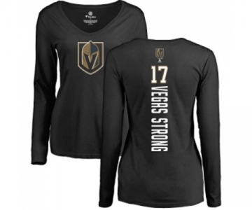 NHL Women Adidas Vegas Golden Knights #17 Vegas Strong Black Backer Slim Fit Long Sleeve T-Shirt