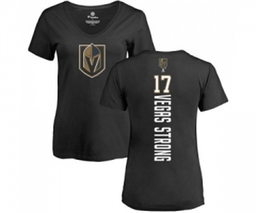 NHL Women Adidas Vegas Golden Knights #17 Vegas Strong Black Backer Slim Fit V-Neck T-Shirt