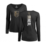 NHL Women Adidas Vegas Golden Knights #18 James Neal Black Backer Slim Fit Long Sleeve T-Shirt