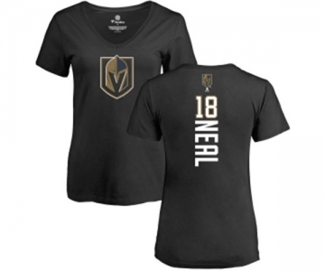 NHL Women Adidas Vegas Golden Knights #18 James Neal Black Backer Slim Fit V-Neck T-Shirt