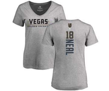 NHL Women Adidas Vegas Golden Knights #18 James Neal Gray Backer Slim Fit V-Neck T-Shirt