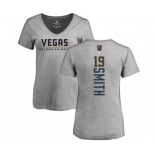 NHL Women Adidas Vegas Golden Knights #19 Reilly Smith Gray Backer Slim Fit V-Neck T-Shirt