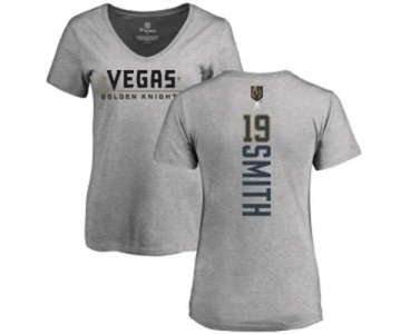 NHL Women Adidas Vegas Golden Knights #19 Reilly Smith Gray Backer Slim Fit V-Neck T-Shirt