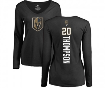 NHL Women Adidas Vegas Golden Knights #20 Paul Thompson Black Backer Slim Fit Long Sleeve T-Shirt