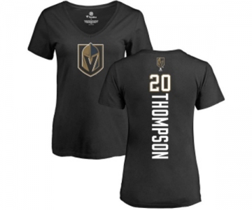 NHL Women Adidas Vegas Golden Knights #20 Paul Thompson Black Backer Slim Fit V-Neck T-Shirt