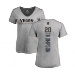 NHL Women Adidas Vegas Golden Knights #20 Paul Thompson Gray Backer Slim Fit V-Neck T-Shirt