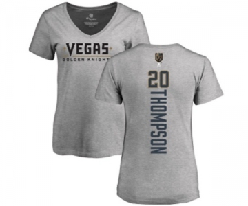 NHL Women Adidas Vegas Golden Knights #20 Paul Thompson Gray Backer Slim Fit V-Neck T-Shirt