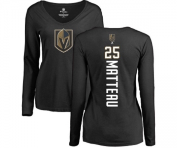 NHL Women Adidas Vegas Golden Knights #25 Stefan Matteau Black Backer Slim Fit Long Sleeve T-Shirt