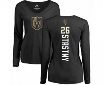 NHL Women Adidas Vegas Golden Knights #26 Paul Stastny Black Backer Slim Fit Long Sleeve T-Shirt