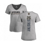 NHL Women Adidas Vegas Golden Knights #26 Paul Stastny Gray Backer Slim Fit V-Neck T-Shirt