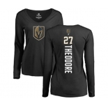 NHL Women Adidas Vegas Golden Knights #27 Shea Theodore Black Backer Slim Fit Long Sleeve T-Shirt