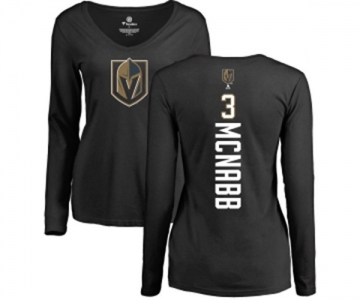 NHL Women Adidas Vegas Golden Knights #3 Brayden McNabb Black Backer Slim Fit Long Sleeve T-Shirt