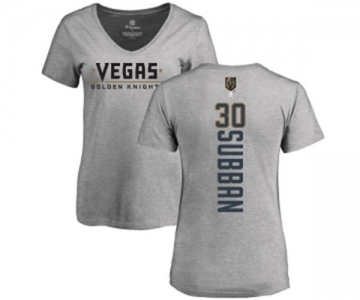 NHL Women Adidas Vegas Golden Knights #30 Malcolm Subban Gray Backer Slim Fit V-Neck T-Shirt