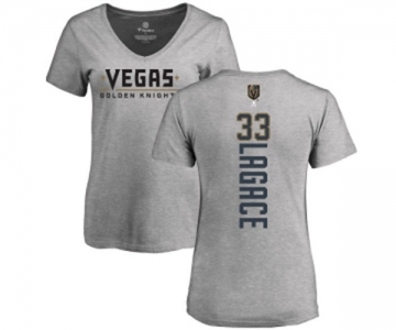 NHL Women Adidas Vegas Golden Knights #33 Maxime Lagace Gray Backer Slim Fit V-Neck T-Shirt