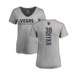 NHL Women Adidas Vegas Golden Knights #38 Tomas Hyka Gray Backer Slim Fit V-Neck T-Shirt