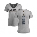 NHL Women Adidas Vegas Golden Knights #4 Clayton Stoner Gray Backer Slim Fit V-Neck T-Shirt