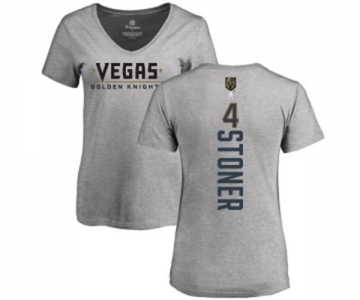 NHL Women Adidas Vegas Golden Knights #4 Clayton Stoner Gray Backer Slim Fit V-Neck T-Shirt